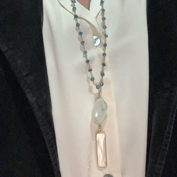 Moonstone/Crystal Quartz/Blue Quartz necklace - Picture 6 of 6